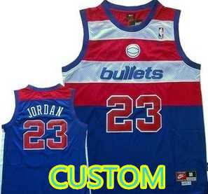 Men & Youth Customized Washington Bullets Blue Swingman Throwback Jersey